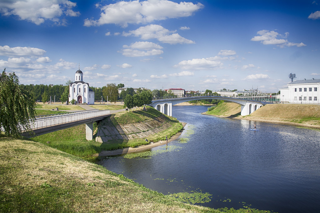 : T'maka River Meets Volga at 'Isle of Memories' Park. Tver'.  Russian Province.