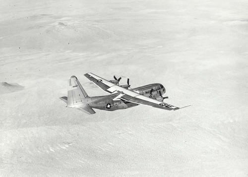 Archived photo of the prototype Lockheed YC-130 Hercules (s/n 53-3397) during its ferry flight from Burbank, Calif., to Edwards on August 23, 1954 ©  Robert Sullivan