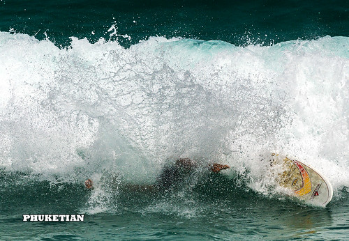 Fall of the athlete from the surf on the wave. Nai Harn beach, Phuket, Thailand   XOKA5772b23s ©  Phuket@photographer.net