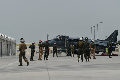 McDonnell Douglas (now Boeing) AV-8B Harrier II is prepared to take off. ©  Robert Sullivan