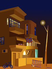 Frishman street at night. Created by Photoshop June 2019