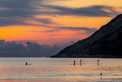 Sunset with SUP/Surfers at Nai Harn beach, Phuket, Thailand   Oct 2019 ©  Phuket@photographer.net