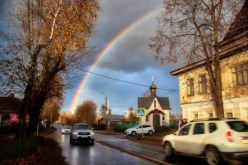 Rainbow over the city ©  Dmitriy Protsenko