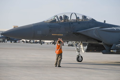 McDonnell Douglas (now Boeing) F-15E Strike Eagles arrive at ADAB to support ongoing operations ©  Robert Sullivan