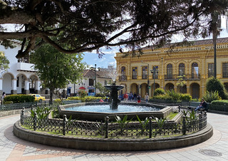 Abdón Calderón Square (la Plaza Abdón Calderón), the Historic City Center of Cuenca at 2,560 meters (8,398 ft) above sea level, the Southern Highlands, Ecuador.