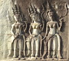 Apsara dancers in bas-relief carvings, Angkor World Heritage Site, Siem Reap, Cambodia, March 2018