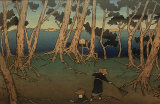 Hasui Kawase (?; 18 maggio 1883 – Ōta, 7 novembre 1957) - Rastrellamento di aghi di pino a Katsura-Jima, Matsushima (1919) esposizione “Hokusai, Hiroshige, Hasui. Viaggio nel Giappone che cambia” Pinacoteca Agnelli, Torino