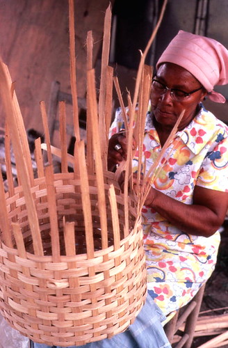 Lucreaty Clark making a white oak basket ©  Florida Memory