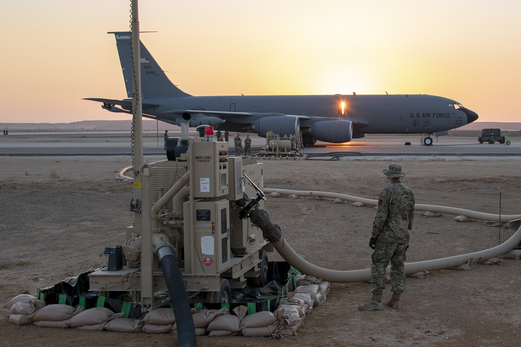 : 332nd Expeditionary Logistics Readiness Squadron, refuels a Boeing KC-135A-BN 