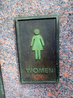 Sign for Women’s Restroom in Alcove with Restrooms at Plaza with Restrooms at Exit from East