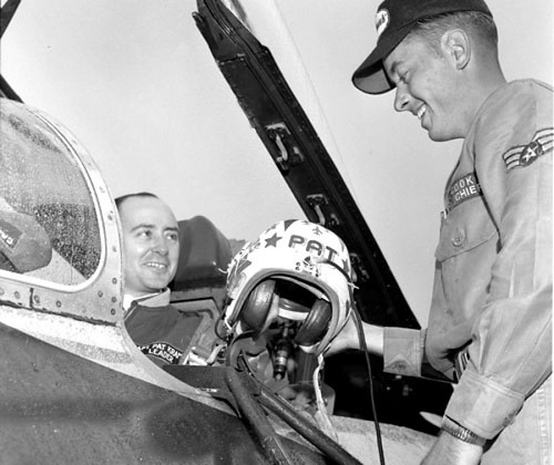 USAFE 'Skyblazers' team leader Capt. Francis ''Pat'' Kramer Jr. prepares to take to the air. ©  Robert Sullivan