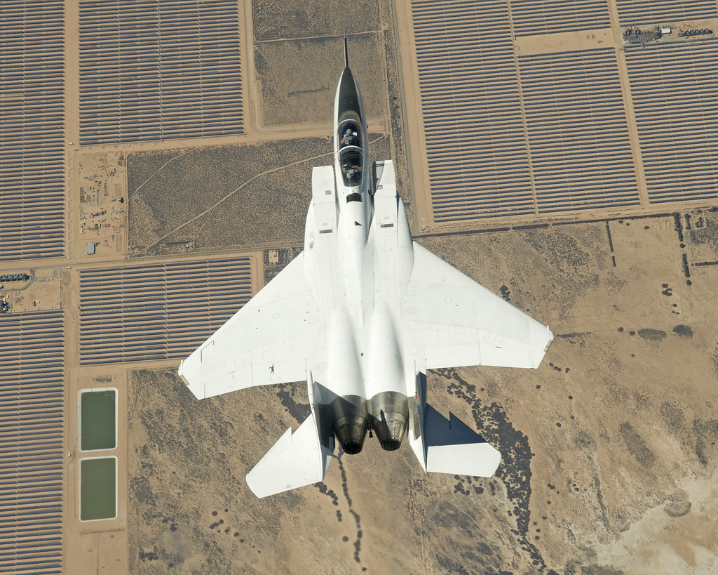 : F-15B Flies Over Solar Farm  -  March 2016