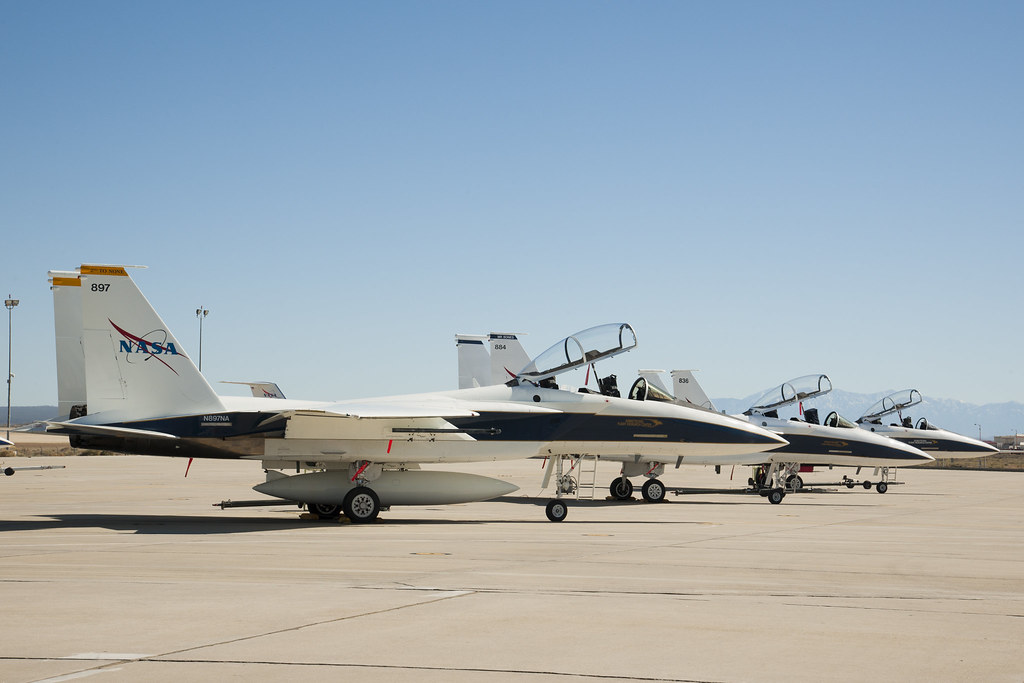 : Two F-15Ds and an F-15B on Armstrong Ramp