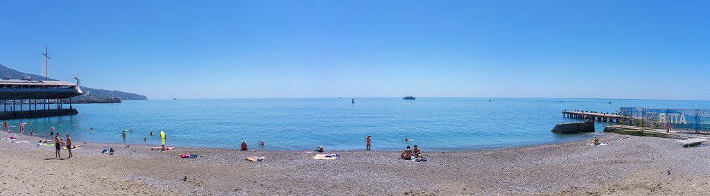 : Black Sea, Embankment them. Lenin, Yalta, Republic of Crimea, June 2020