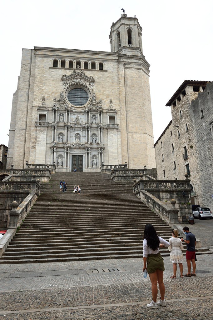 : Steps of the Girona Cathedral in Girona, Spain