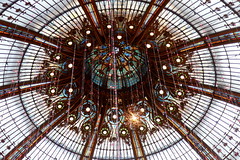 Grande verrière art nouveau, Galeries Lafayette, boulevard Hausmann, Paris IXe, France.