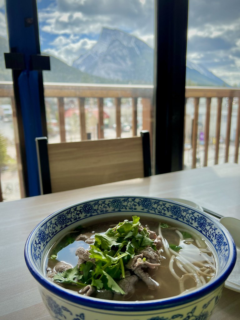 : Beef noodle soup with a view, Pho House, Banff, Alberta, Canada 