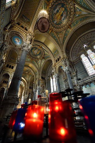 Interior of Basilica of Notre Dame de Fourvi`ere in Lyon, France ©  Tim Adams