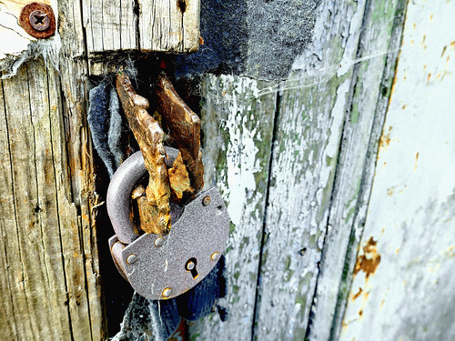 New lock in rusty hinges ©  Sergei F
