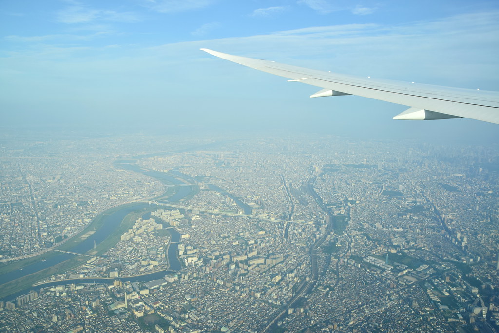 : Central Tokyo from the airplane
