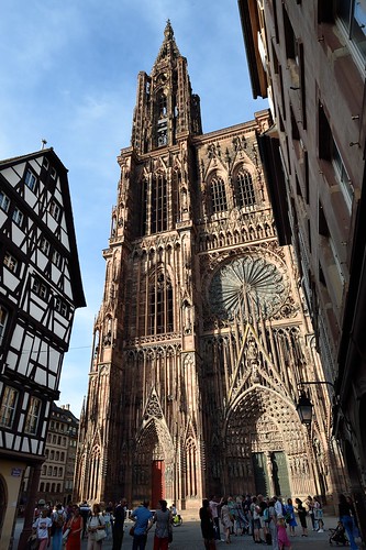 Cath'edrale Notre Dame of Strasbourg, France from Rue Merci`ere ©  Tim Adams