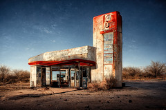 Prompt used: abandoned gas station on the route 66