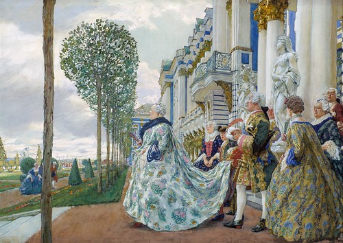 EUGENE LANCERAY, 1905 - Empress Elizaveta Petrovna in Tsarskoe Selo / watercolor, gouache, paper on cardboard, 43.0  ©  Crystal.Rain