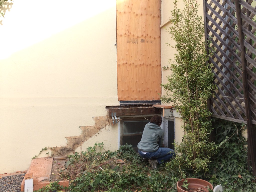 : Old rear door staircase removed (November 11, 2013)