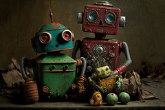 Prompt used: portrait photo of vintage rusty crusty robot