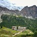 Rifugio Firenze. 2037 m. Panoramic view on Odle group. Dolomites Italian Alps