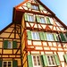 Stiefel Haus. Ältestes Handwerker Fachwerkhaus in Tübingen mit sichbarem Holz Fachwerk