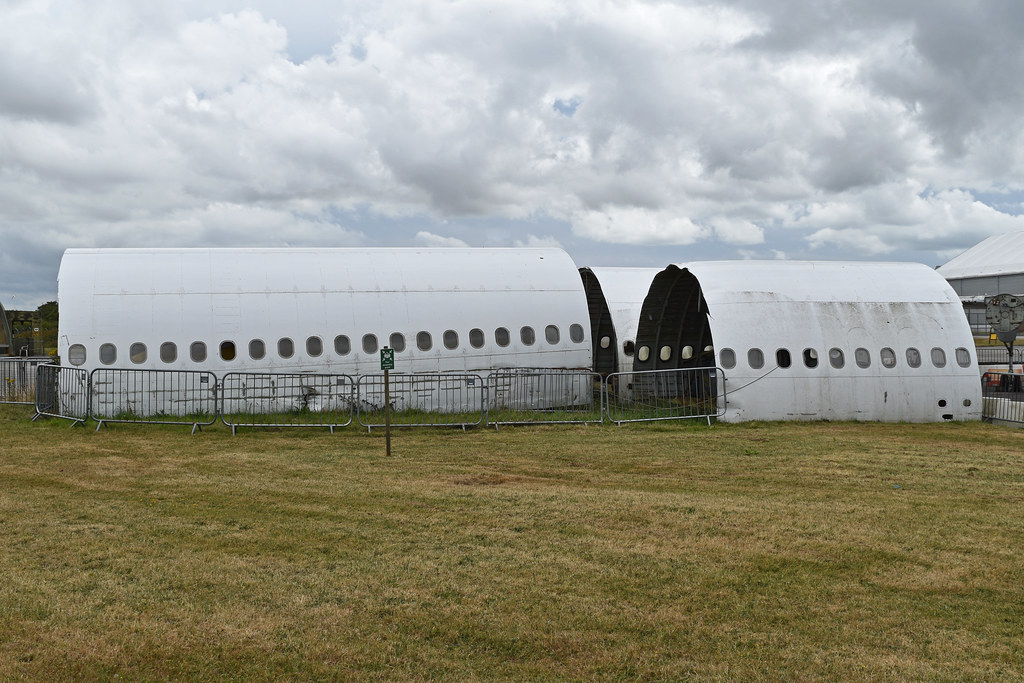 : Airbus A330 fuselage sections from A6-EAD & A6-EAE. Newquay Airport. 27-7-2022