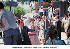 Richard Bohringer and Catherine Deneuve on the set of La reine blanche (1991)