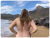 Naughty Grandma's very first public and fully visible outing on a nude beach — Negrete naturist beach, La Manga, Spain. Polite comments are welcome.