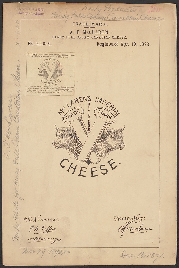 : [Trademark registration by A. F. MacLaren for Mac Laren's Imperial Cheese. brand Fancy Full Cream Canadian Cheese] (LOC)
