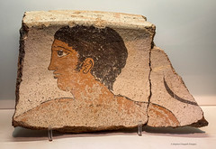 Profile painting of a young man from a large basin fragment