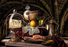 Still life with food, Fountains Abbey, North Yorkshire, UK