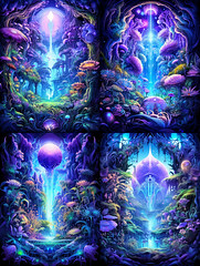 RAINBOW TOWER LIBRARY CASTLE PALACE LABYRINTH STAIRWAY WATERFALL ISLAND CONTINENT FANTASY SURREAL PSYCHEDELIC FLOWER LIFE HEAVEN AURA BUTTERFLY CAT TURTLE EARTH WATER FIRE AIR SPIRIT ELEMENTAL BALANCE CENTER MANDALA GEOMETRIC ORDER CREATION DREAM RIVER LI