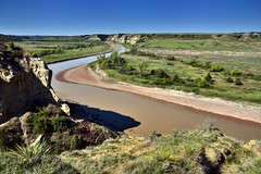 A Sweeping Bend in the Little Missouri River Across the Theodore Roosevelt National Park Landscape