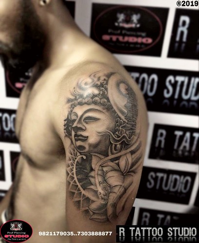 Awesome #Meditating #Buddha #face with #lotus #tattoo #Meditating #Buddha # tattoo #Buddha #and #Lotus #flower #tattoo on #