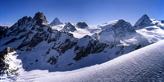 Panorama sulle Alpi Pennine salendo alla Punta Kurz (3.496 m)