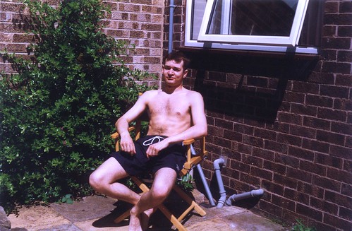 Me in my 20's enjoying a hot july vacation, scanned from Kodak print.