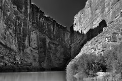 Towering Cliff Walls of the Santa Elena Canyon (Black & White, Big Bend National Park)