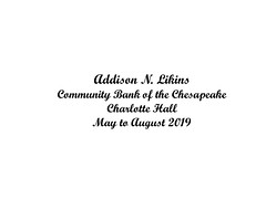 Community Bank of the Chesapeake - Addison Likins - May through August 23, 2019 • <a style="font-size:0.8em;" href="http://www.flickr.com/photos/124378531@N04/48044814086/" target="_blank">View on Flickr</a>