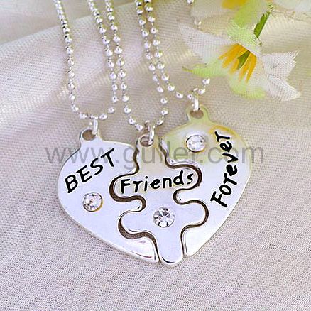 gullei.com Engraved BFF Necklaces Best Friends Forever Set for 3 People