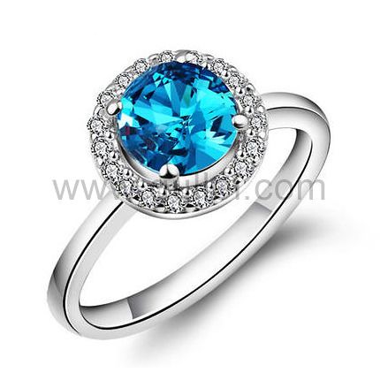 gullei.com Engraved Blue Topaz Sterling Silver Womens Engagement Ring