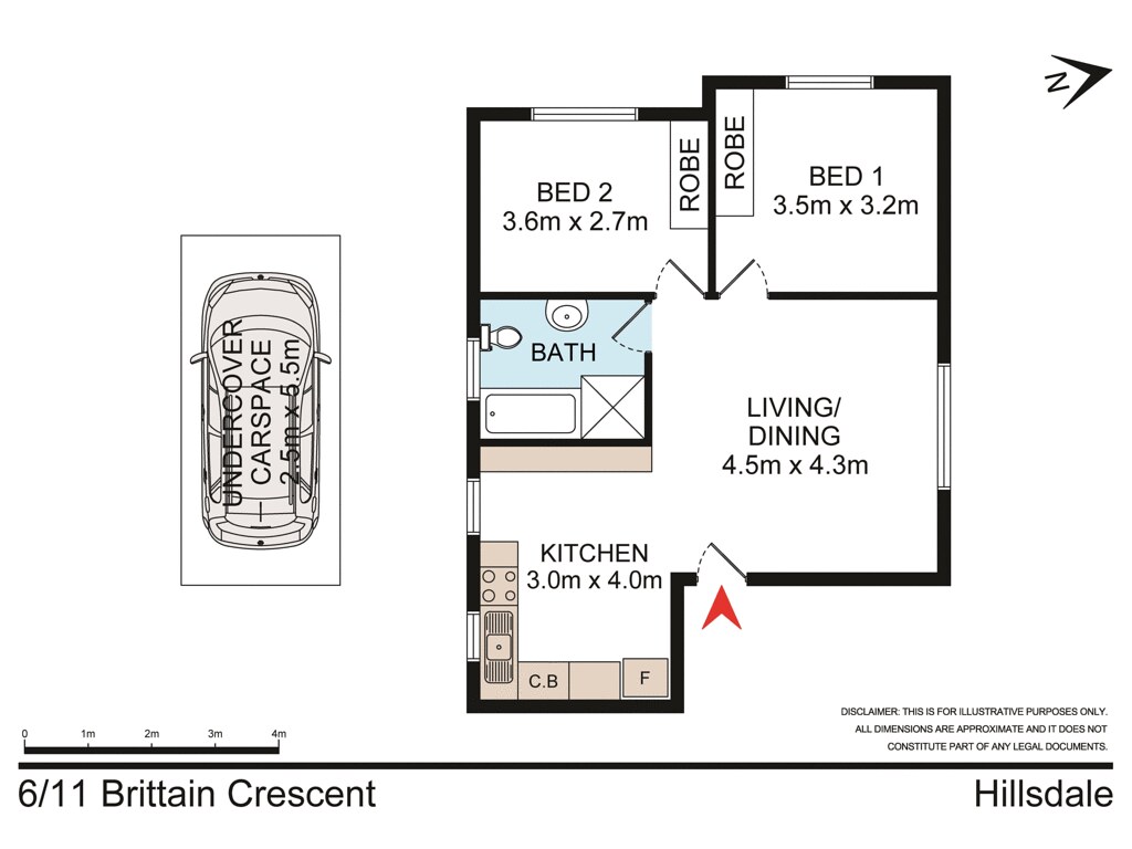 6/11 Brittain Crescent, Hillsdale NSW 2036 floorplan