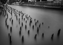 Pilings on the Khlong with 10 Stop ND Filter, Bangkok