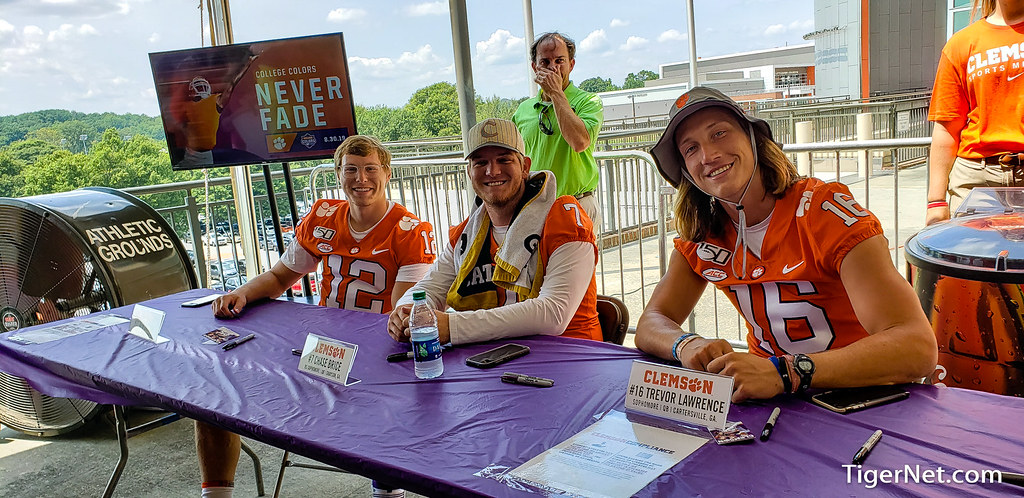 Clemson Football Photo of Ben Batson and Chase Brice and Trevor Lawrence