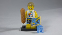 Brick Yourself Custom Lego Minifigure - Happy Surfer with Map, Baguette & Milk